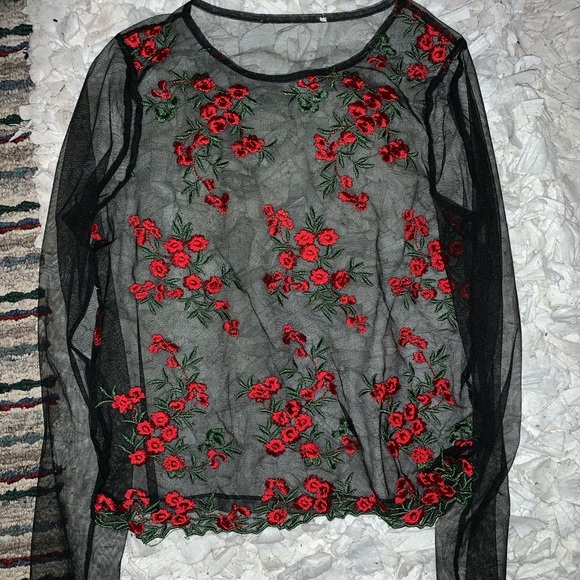 Tops - Mesh rose shirt